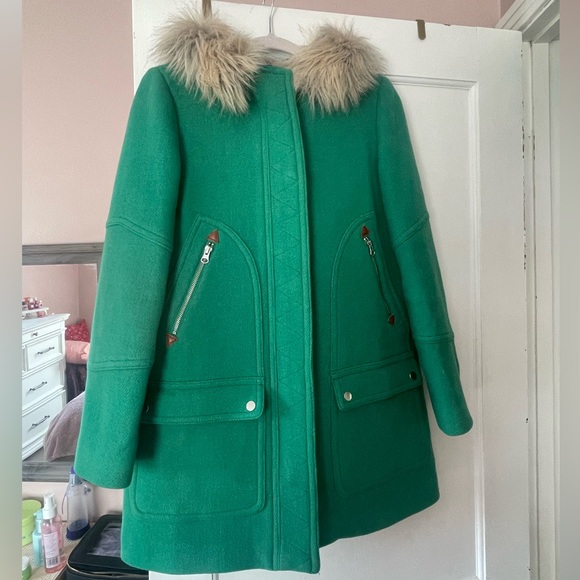 J Crew Stadium Cloth Chateau Parka Heathered Emerald 8 - Picture 3 of 4
